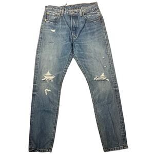Levi's 501 No Stretch Cotton Distressed Button Fly Skinny Jeans Size 29 x 30